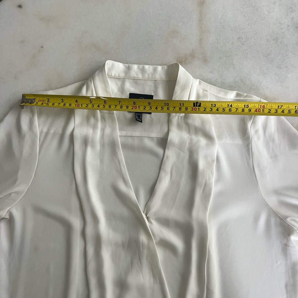 Adriana Papell Preppy Minimalist Long Sleeve White Blouse Navy Skirt Dress - Picture 8 of 13